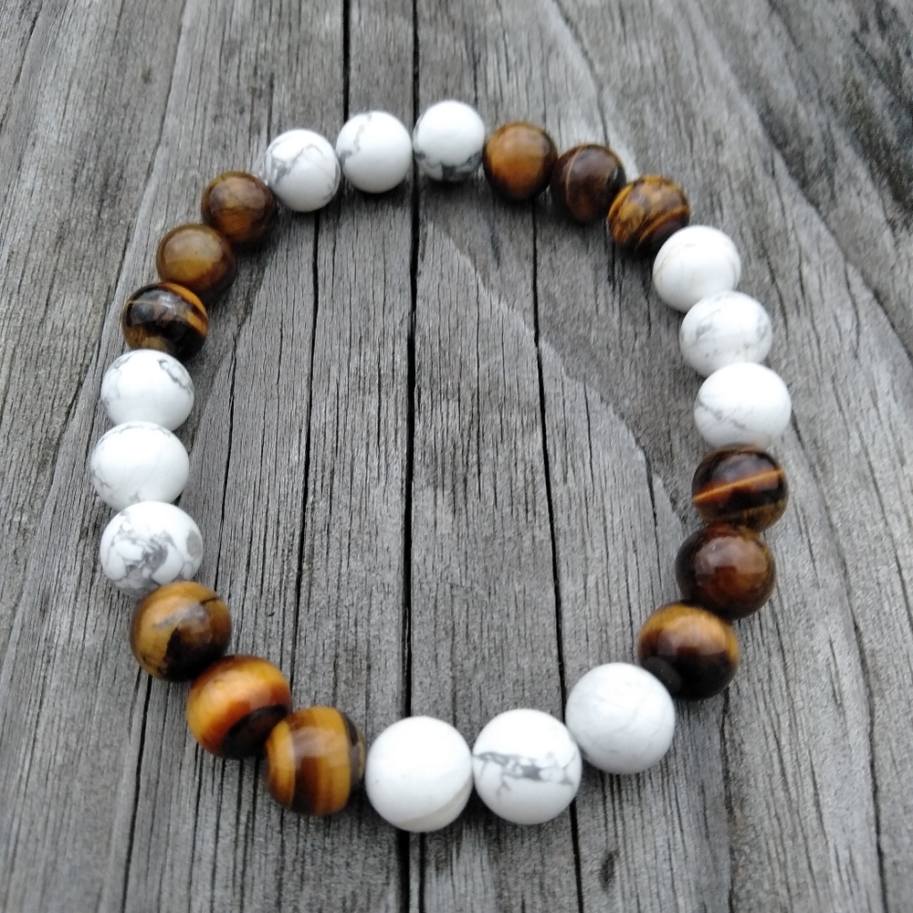 Tiger eye and white howlite bracelet